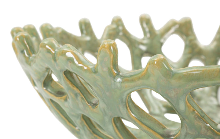 Cuenco decorativo con forma de coral verde – Cuenco de acento moderno