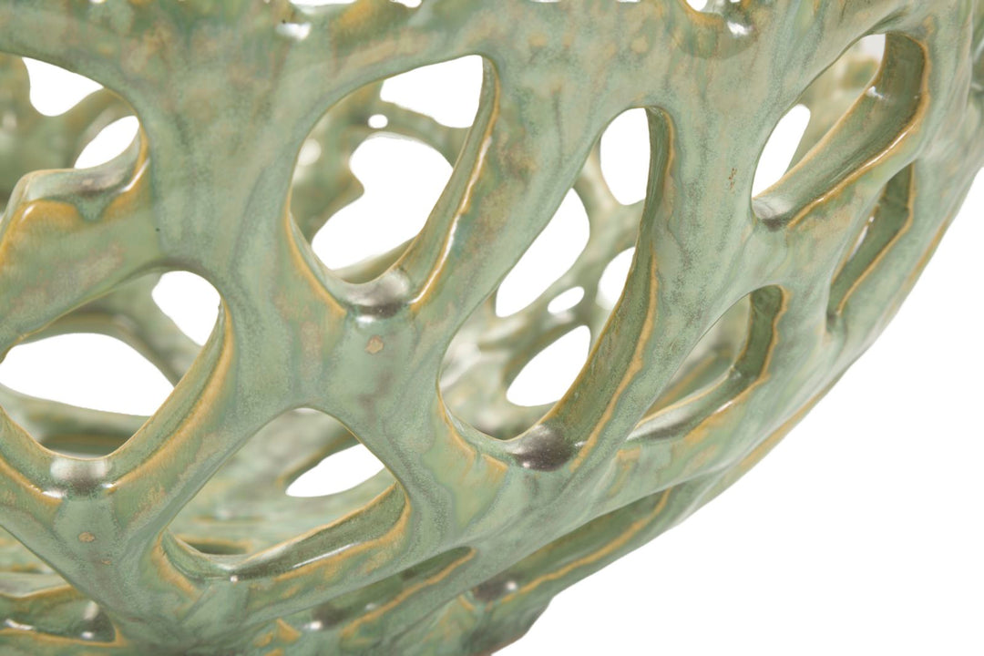 Cuenco decorativo con forma de coral verde – Cuenco de acento moderno