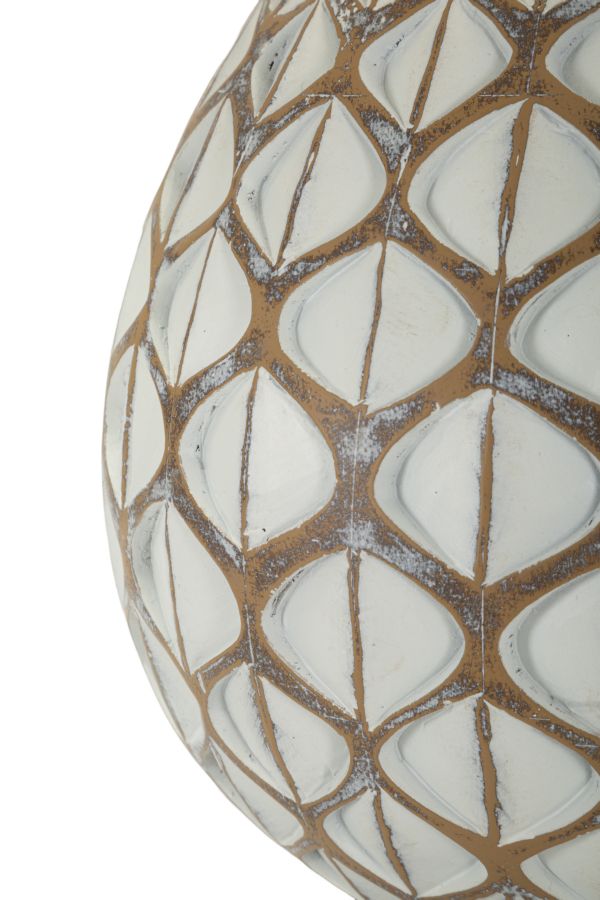 Lámpara de mesa de resina blanca con pantalla de tela – Tibet diseño moderno