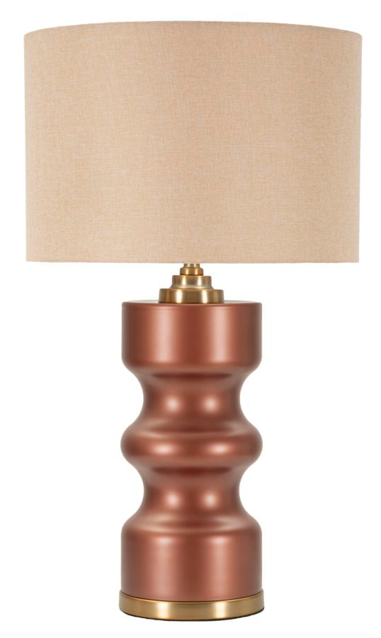 Lámpara de mesa de madera marrón con pantalla de tela – Rosenthal Collection