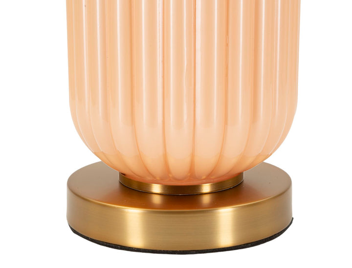 Lámpara de mesa alta dorada y beige con pantalla de tela – Perly Collection