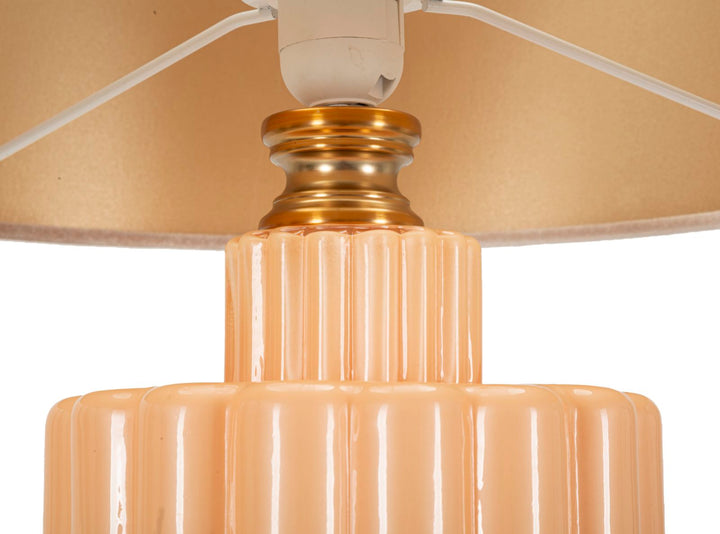 Lámpara de mesa decorativa dorada con pantalla de tela – Perly estilo clásico