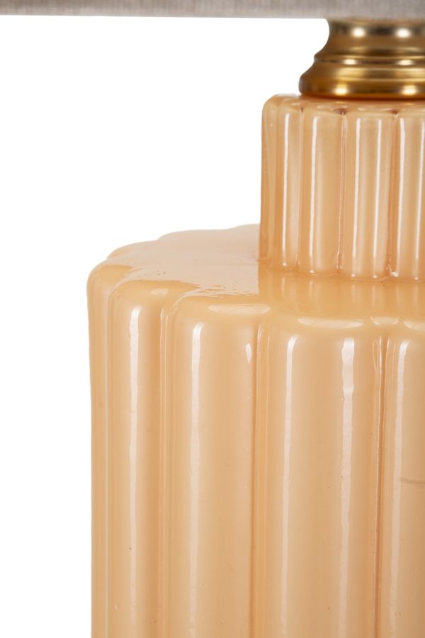 Lámpara de mesa decorativa dorada con pantalla de tela – Perly estilo clásico