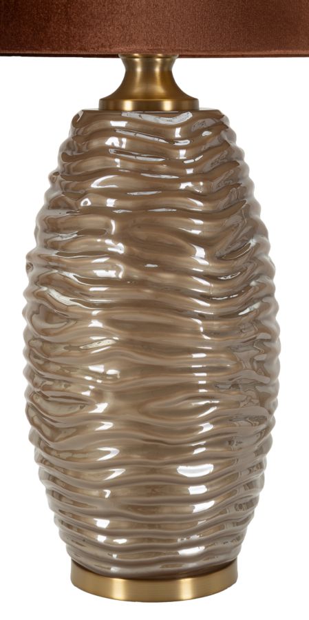 Lámpara de mesa decorativa marrón con pantalla de tela – Prague Collection