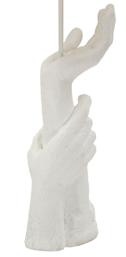 Lámpara de mesa escultura blanca con pantalla beige – Life Collection