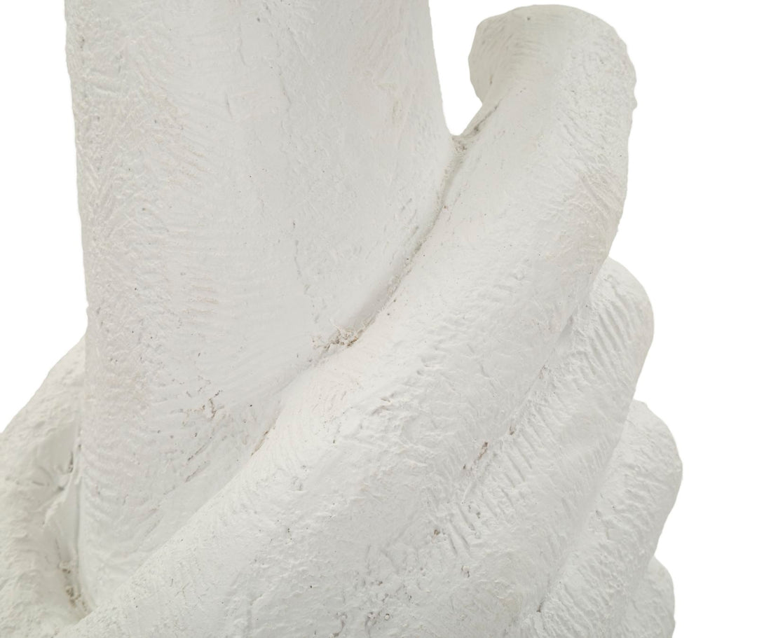 Lámpara de mesa escultura blanca con pantalla beige – Life Collection