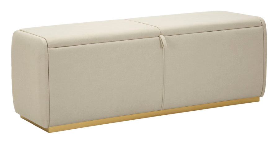 Banco tapizado beige con almacenaje – Beauty asiento moderno