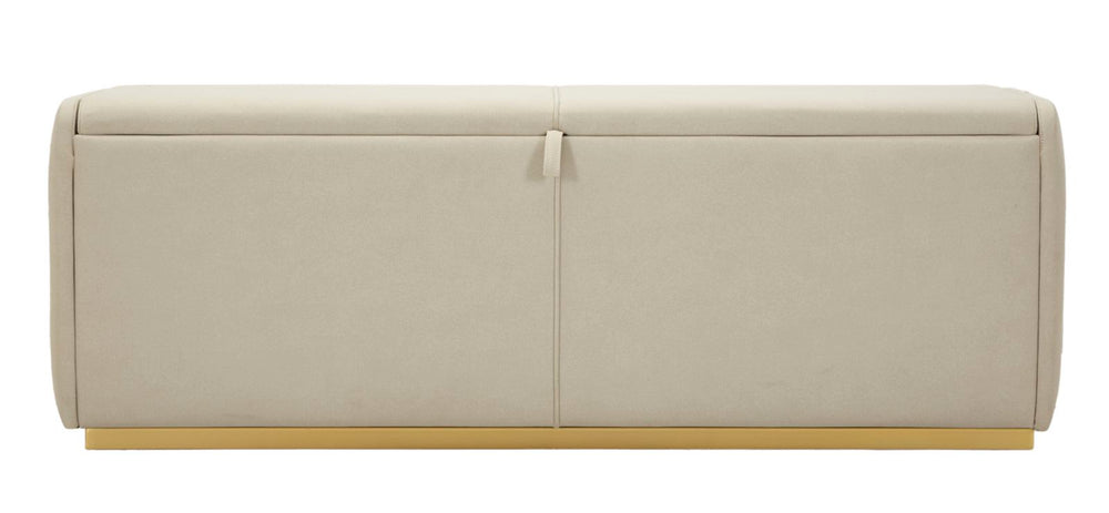 Banco tapizado beige con almacenaje – Beauty asiento moderno