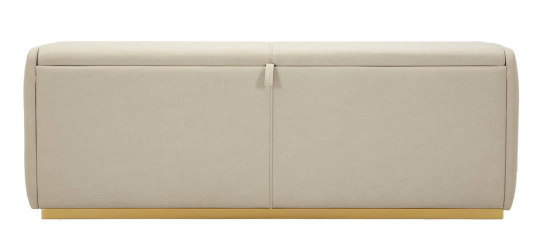 Banco tapizado beige con almacenaje – Beauty asiento moderno