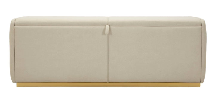 Banco tapizado beige con almacenaje – Beauty asiento moderno