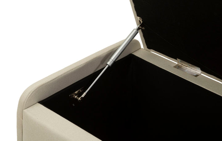 Banco tapizado beige con almacenaje – Beauty asiento moderno