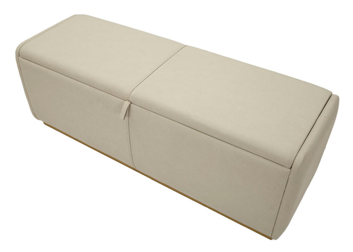 Banco tapizado beige con almacenaje – Beauty asiento moderno