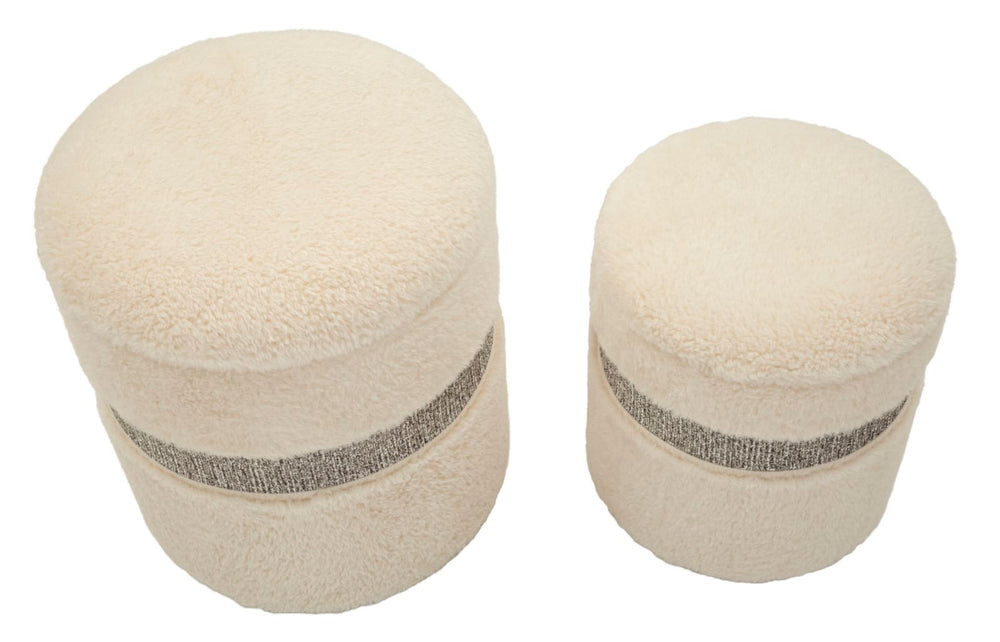 Juego de 2 pufs tapizados crema con almacenaje – Saint-Moritz Collection