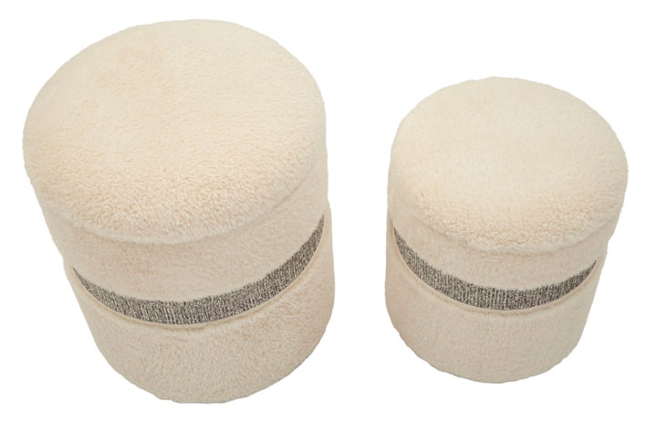 Juego de 2 pufs tapizados crema con almacenaje – Saint-Moritz Collection