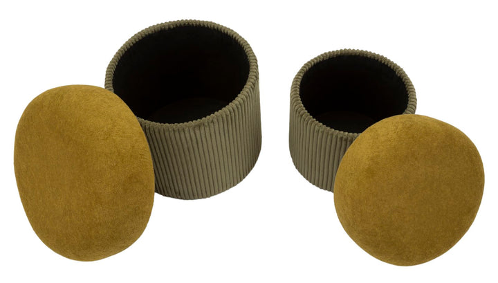 Juego de 2 pufs de terciopelo verde con almacenaje – Aspen diseño contemporáneo