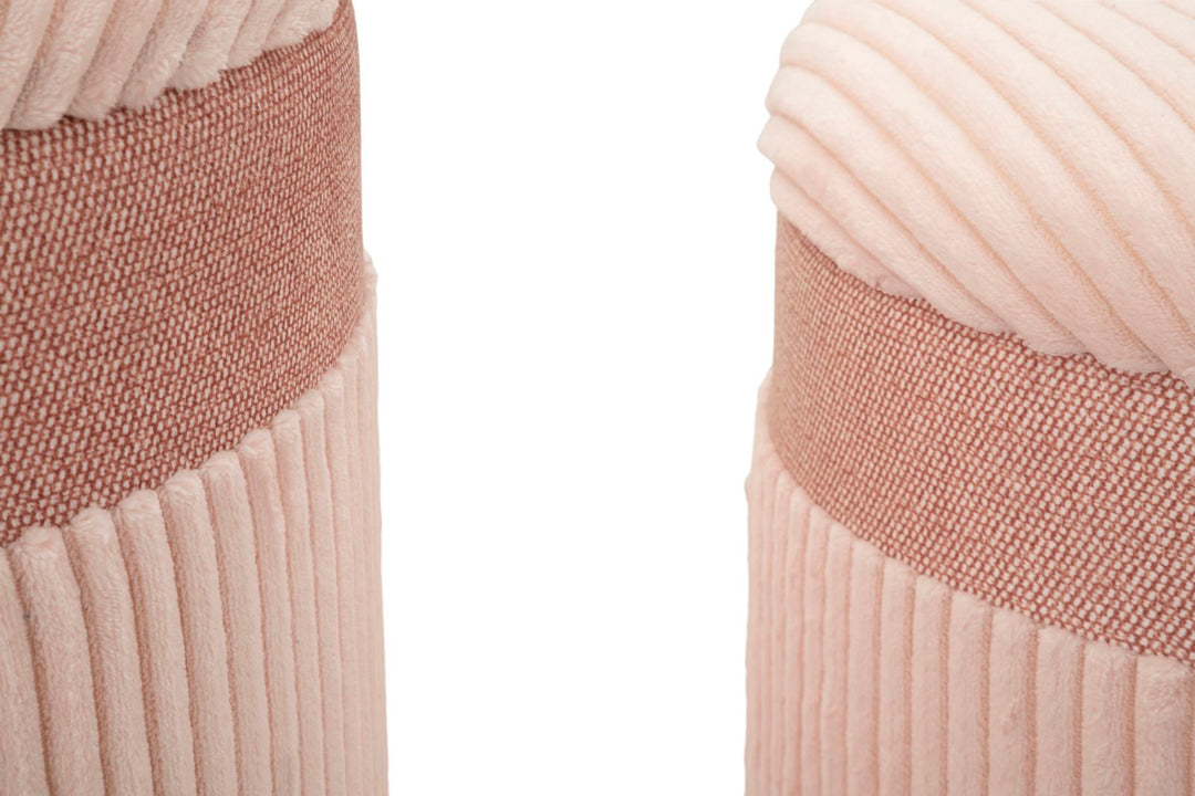 Juego de 3 pufs tapizados rosa con almacenaje – Curtain Box Collection