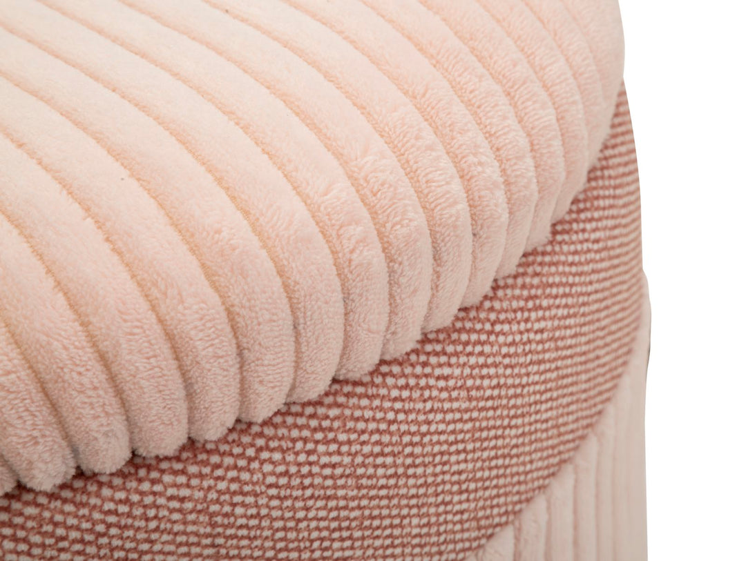 Juego de 3 pufs tapizados rosa con almacenaje – Curtain Box Collection