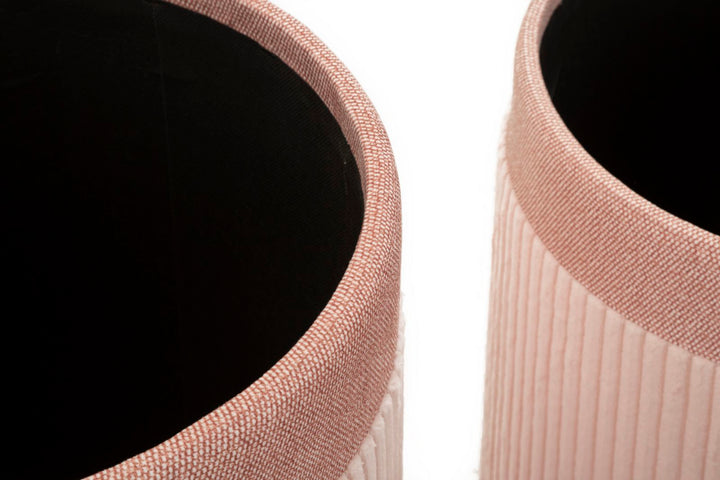 Juego de 3 pufs tapizados rosa con almacenaje – Curtain Box Collection