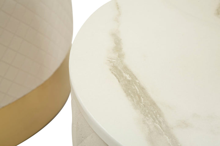 Juego de 3 pufs tapizados con almacenaje – Display Shop diseño moderno