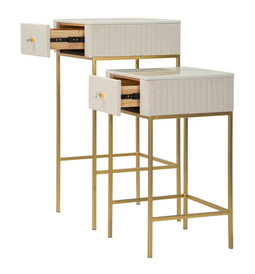 Juego de 2 mesas altas cuadradas con base dorada – Wedding Collection