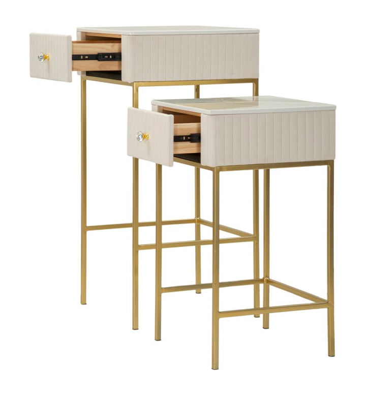 Juego de 2 mesas altas cuadradas con base dorada – Wedding Collection