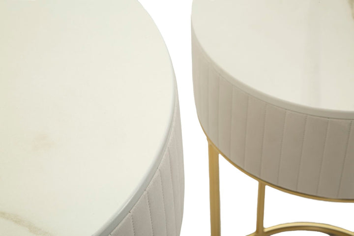 Juego de 2 mesas altas redondas con base dorada – Wedding Collection