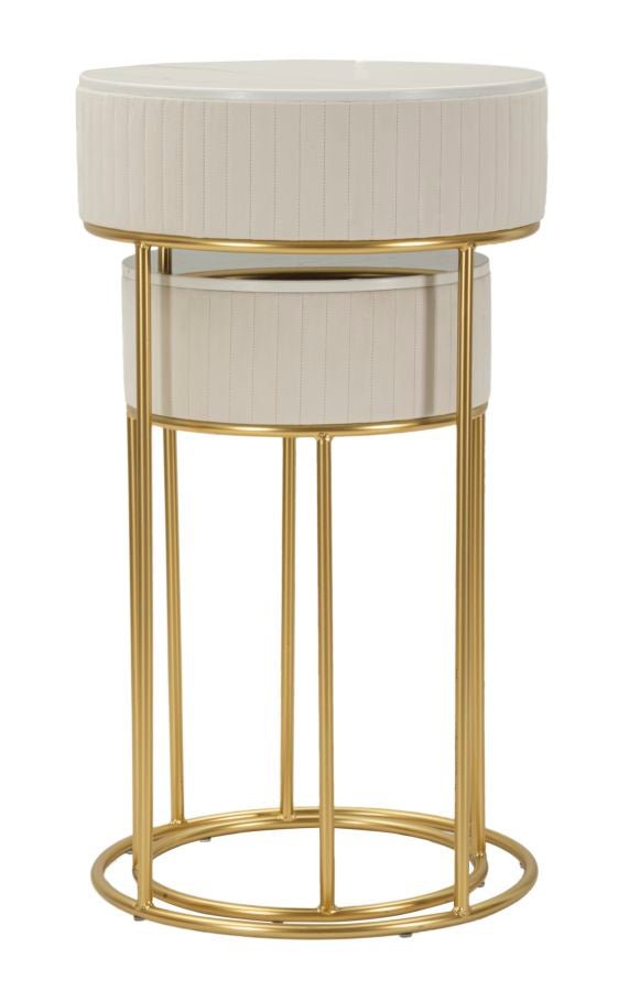 Juego de 2 mesas altas redondas con base dorada – Wedding Collection