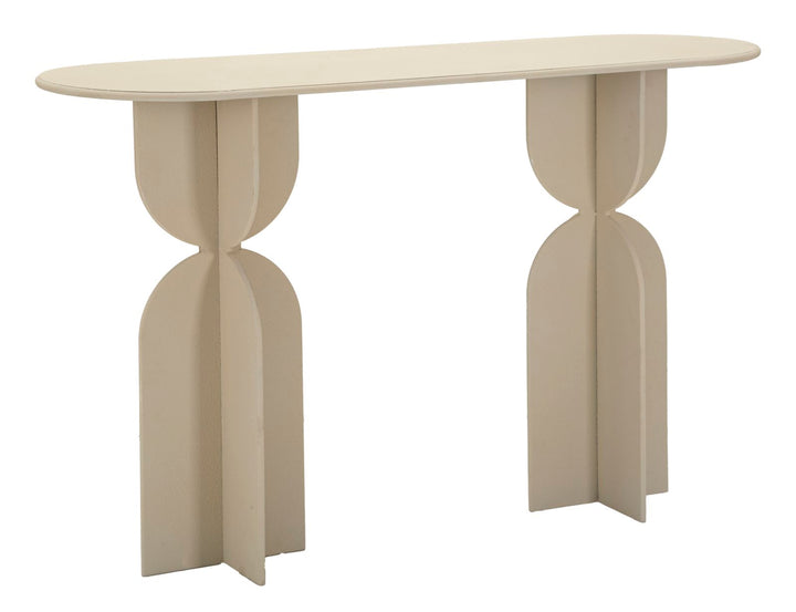 Mesa consola beige con base escultural – Dune recibidor moderno
