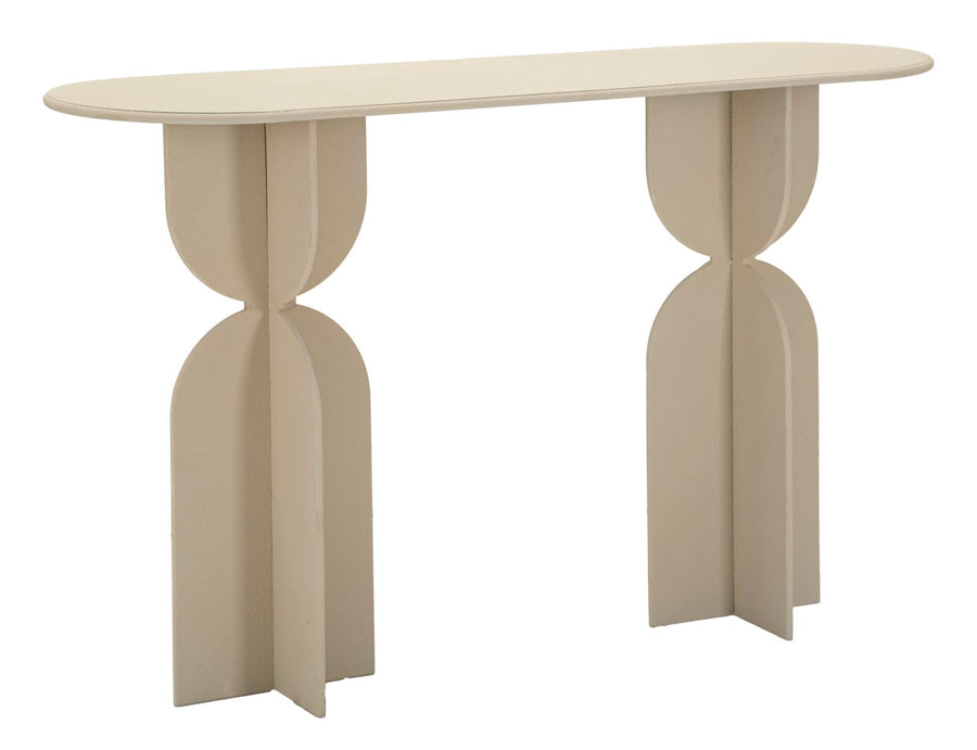 Mesa consola beige con base escultural – Dune recibidor moderno