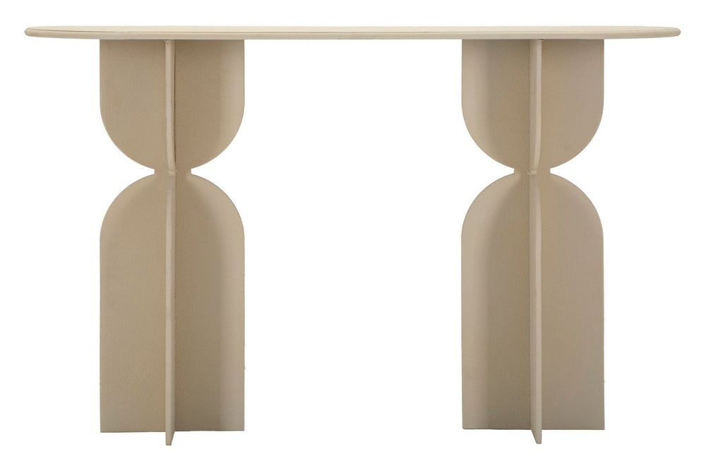 Mesa consola beige con base escultural – Dune recibidor moderno
