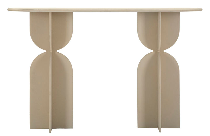 Mesa consola beige con base escultural – Dune recibidor moderno