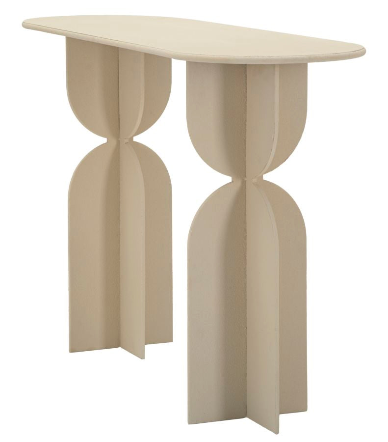 Mesa consola beige con base escultural – Dune recibidor moderno