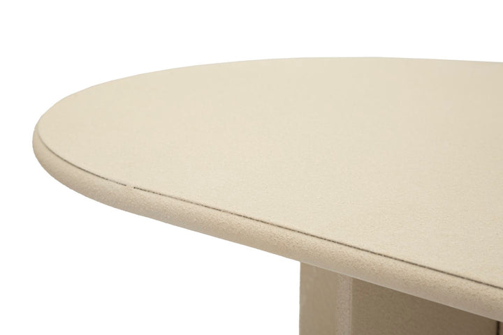 Mesa consola beige con base escultural – Dune recibidor moderno
