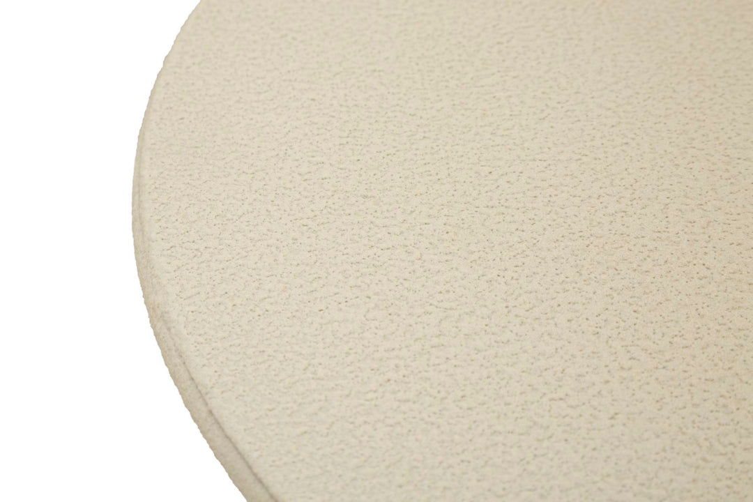 Mesa auxiliar redonda beige con base escultural – Dune diseño moderno