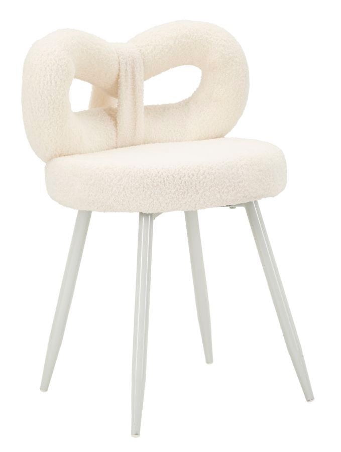 Mini silla tapizada blanca con patas de madera – Ilary asiento de acento