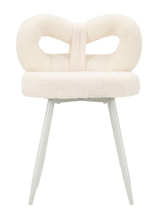 Mini silla tapizada blanca con patas de madera – Ilary asiento de acento