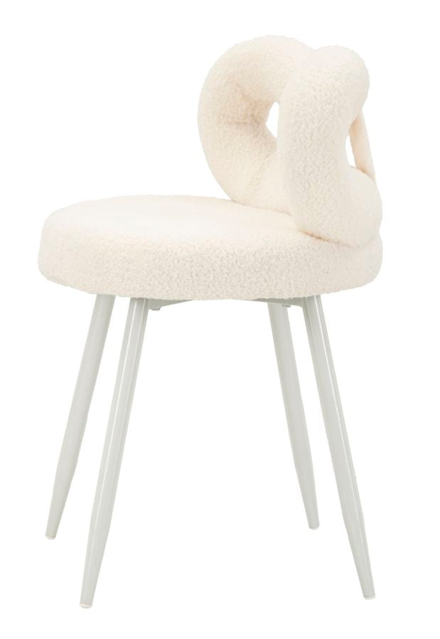 Mini silla tapizada blanca con patas de madera – Ilary asiento de acento