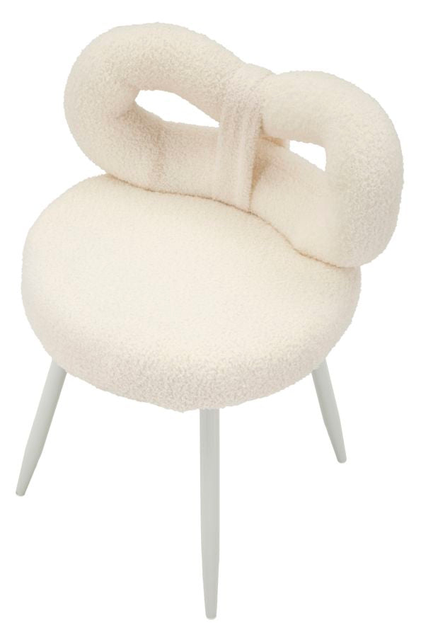 Mini silla tapizada blanca con patas de madera – Ilary asiento de acento