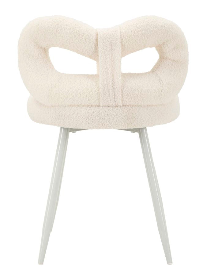 Mini silla tapizada blanca con patas de madera – Ilary asiento de acento