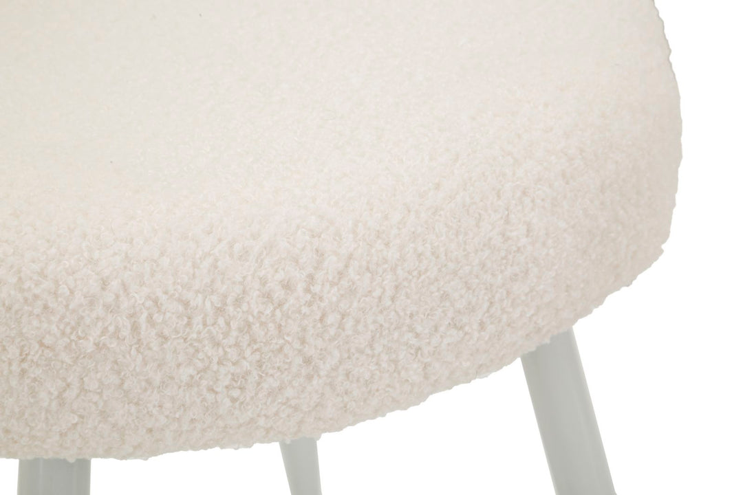 Mini silla tapizada blanca con patas de madera – Ilary asiento de acento