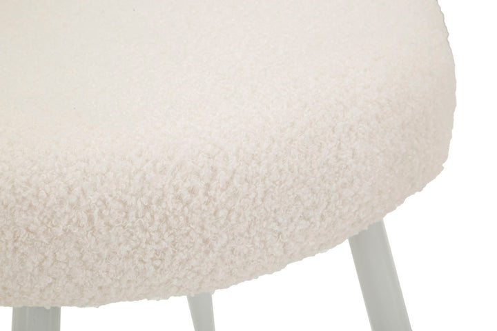 Mini silla tapizada blanca con patas de madera – Ilary asiento de acento