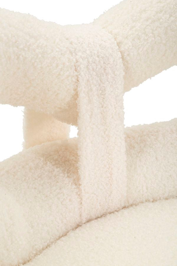 Mini silla tapizada blanca con patas de madera – Ilary asiento de acento