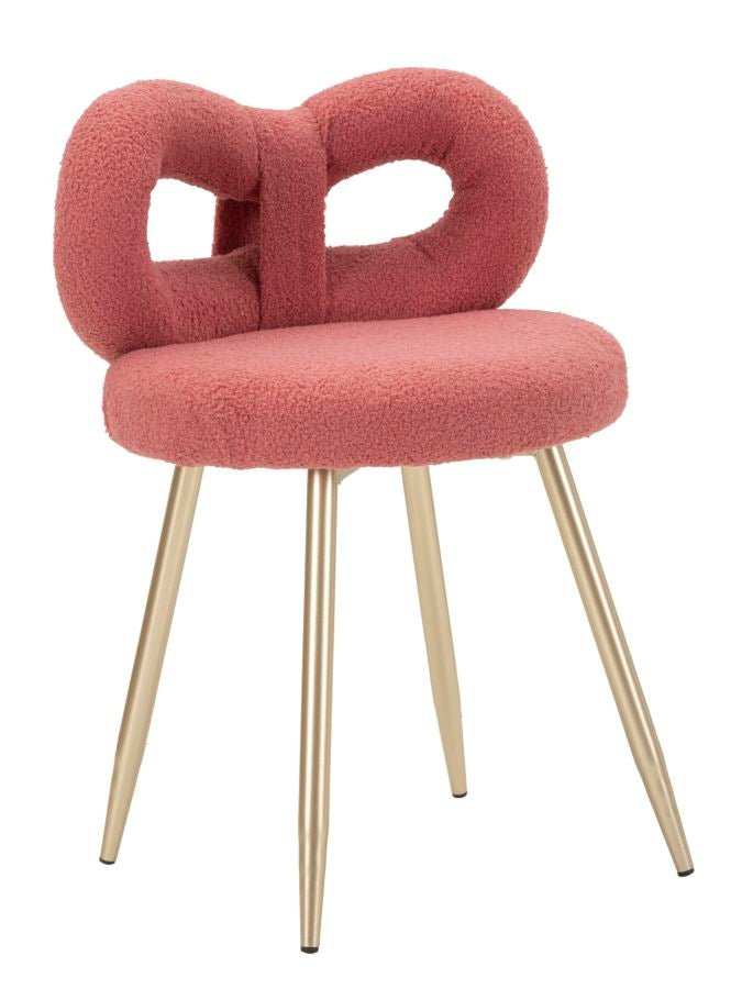 Mini silla tapizada rosa con patas de madera – Ilary asiento de acento