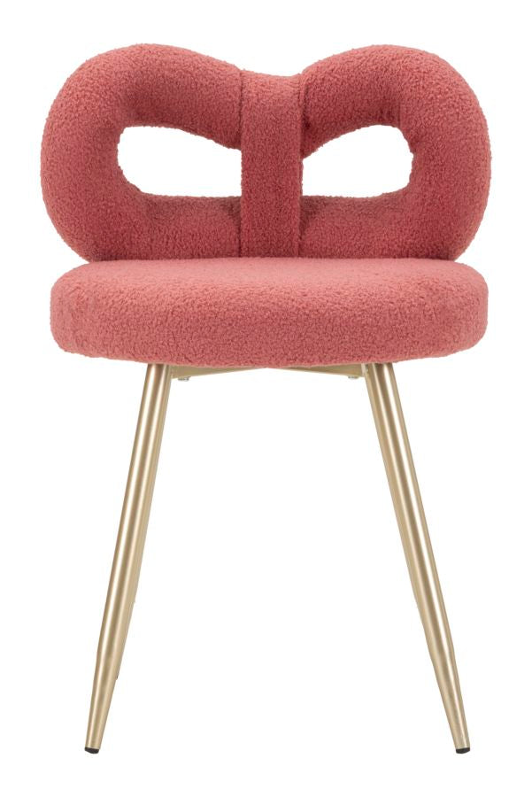 Mini silla tapizada rosa con patas de madera – Ilary asiento de acento