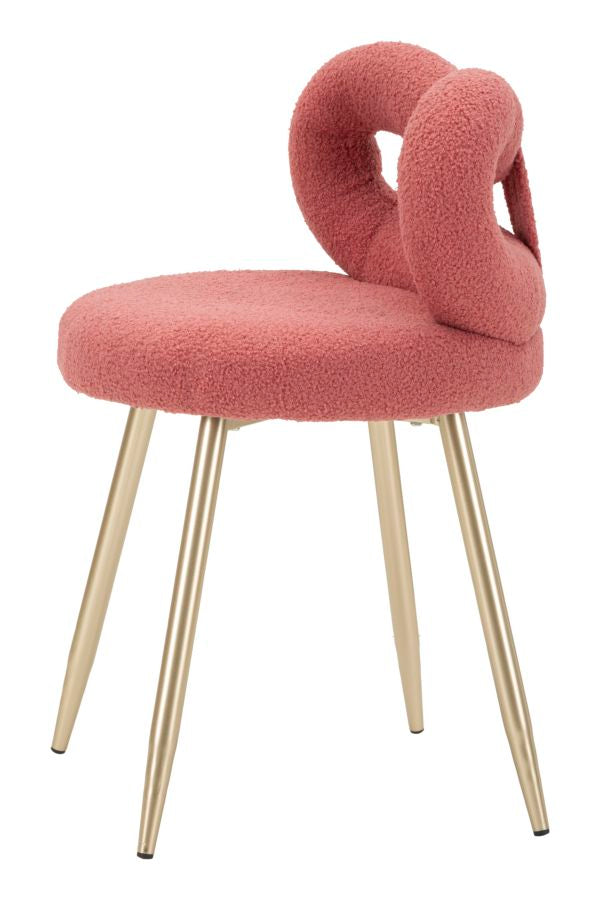 Mini silla tapizada rosa con patas de madera – Ilary asiento de acento