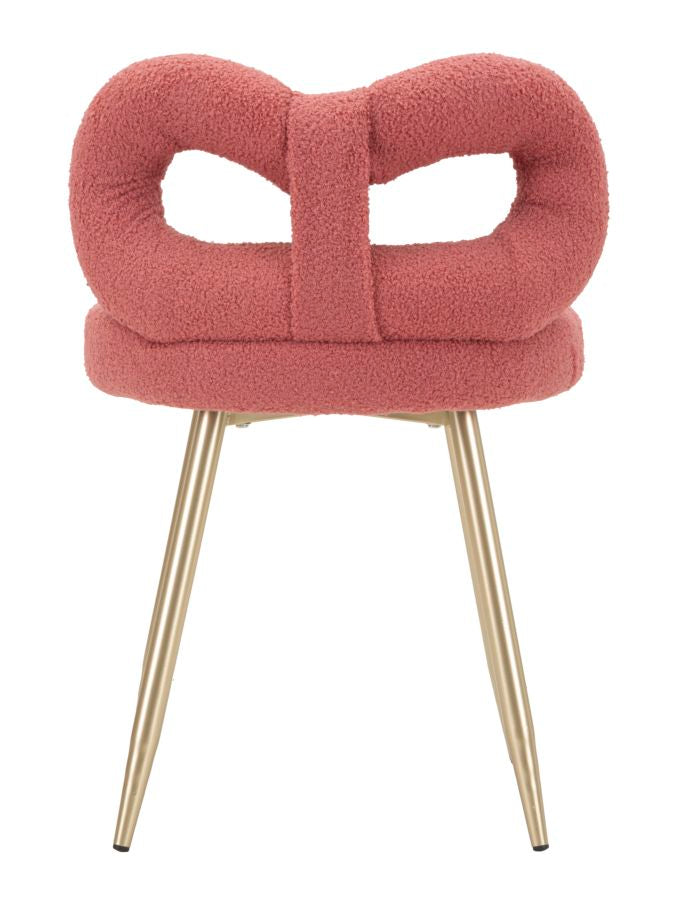 Mini silla tapizada rosa con patas de madera – Ilary asiento de acento