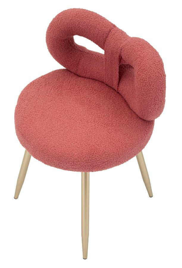 Mini silla tapizada rosa con patas de madera – Ilary asiento de acento