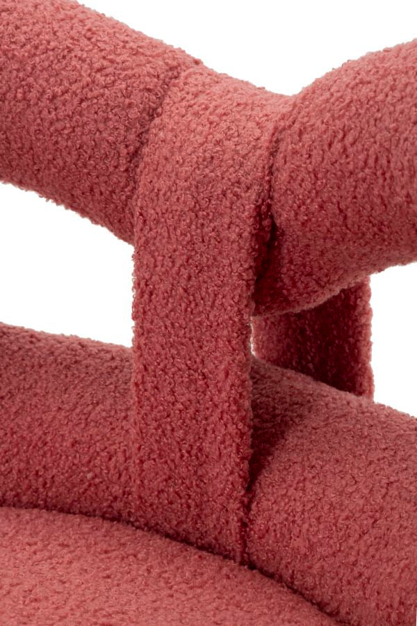 Mini silla tapizada rosa con patas de madera – Ilary asiento de acento