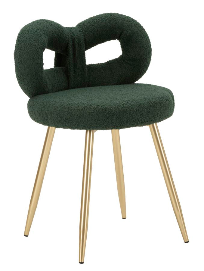 Mini silla tapizada verde con patas de madera – Ilary asiento de acento