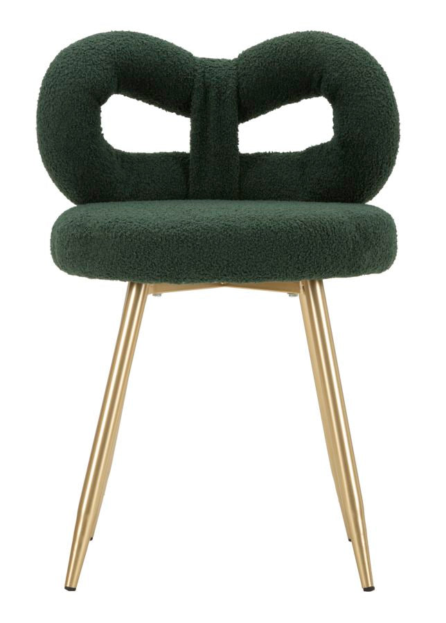 Mini silla tapizada verde con patas de madera – Ilary asiento de acento